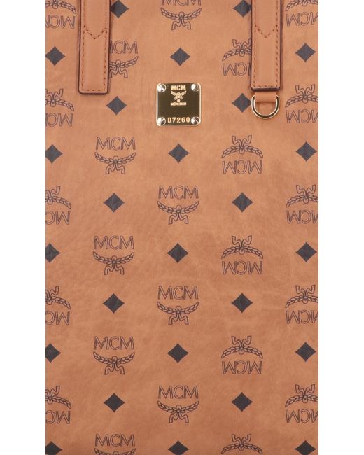 MCM Brown Aren Monogram Print Medium Tote Bag