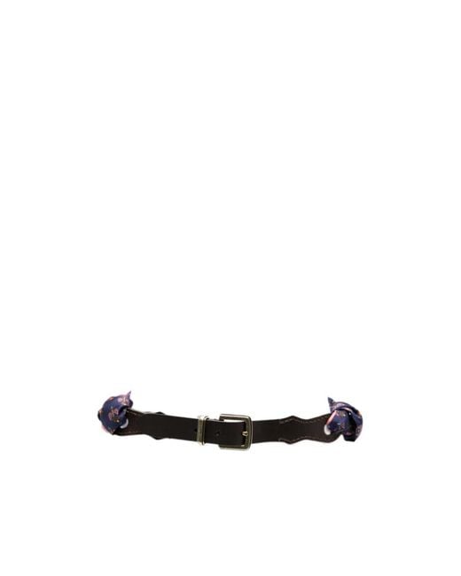 Etro White Paisley-Print Leather-Panel Belt