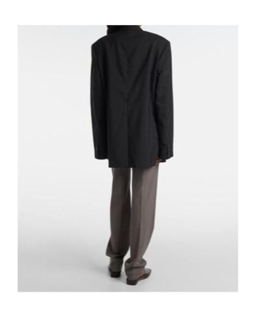 Calvin Klein Black Viola Oversized Pinstripe Blazer
