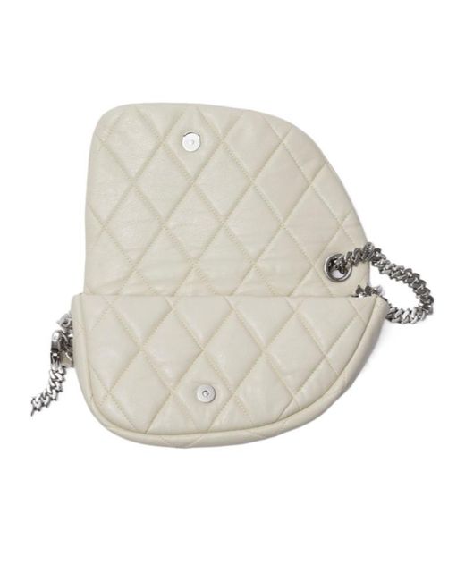 Burberry White Shield Lock Quilted Shoulder Bag