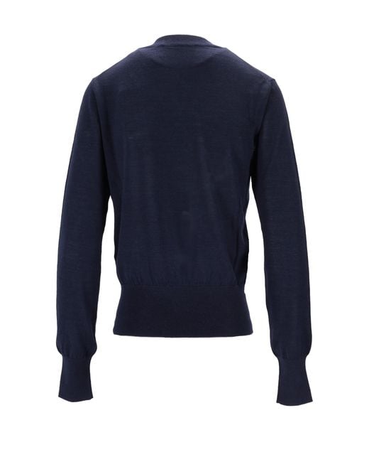 AMI Blue Ami Crew Neck Fine-Knitted Top