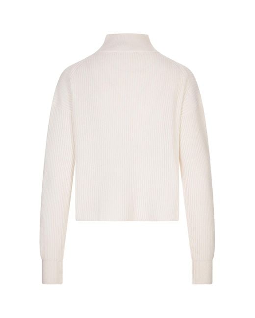 Max Mara White Studio Fufy Mock Neck Ribbed Jumper