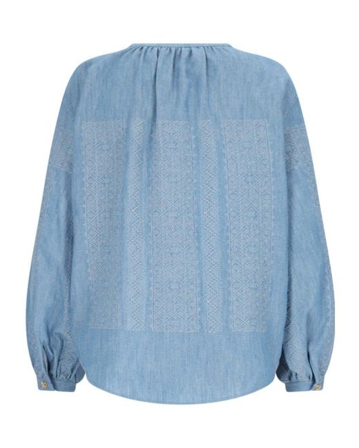 Céline Blue Embroidered Romy Blouse