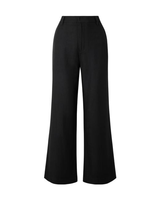 The Elder Statesman Black Cashmere And Wool Blend Wide-Leg Casual Pants