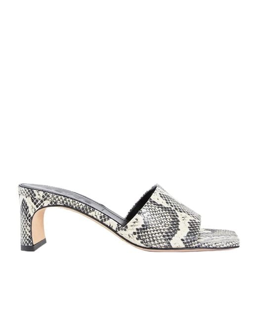 Aeyde White Jeanie Snake-Print Mules