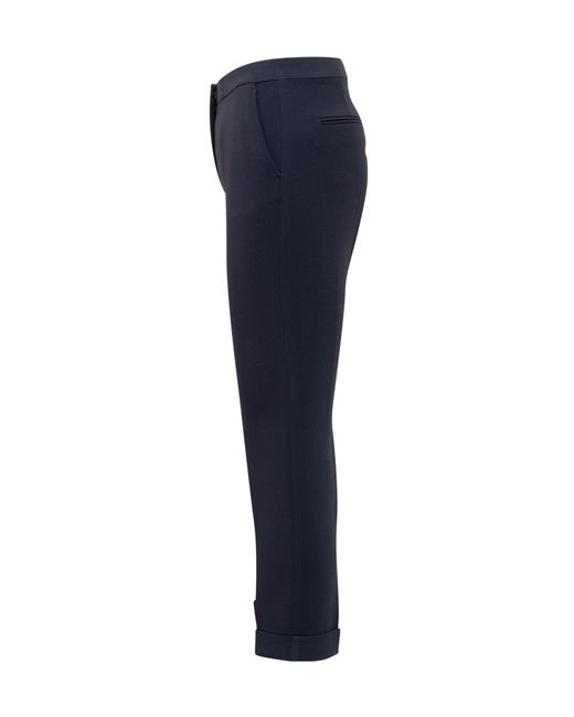 Etro Blue Mid-Rise Tailored Cady Cigarette Trousers