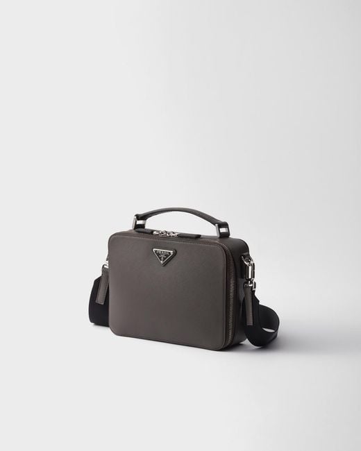 Prada Black Brique Medium Saffiano Leather Bag for men