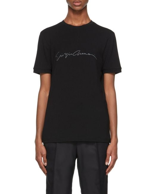 Giorgio Armani Black Logo Printed Crewneck T-Shirt for men