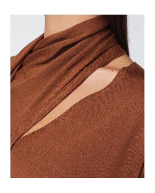 Roberto Collina Brown Scarf Detail Knitwear