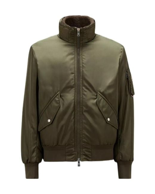 Moncler Green High-Shine Zip-Up Padded Jacket for men