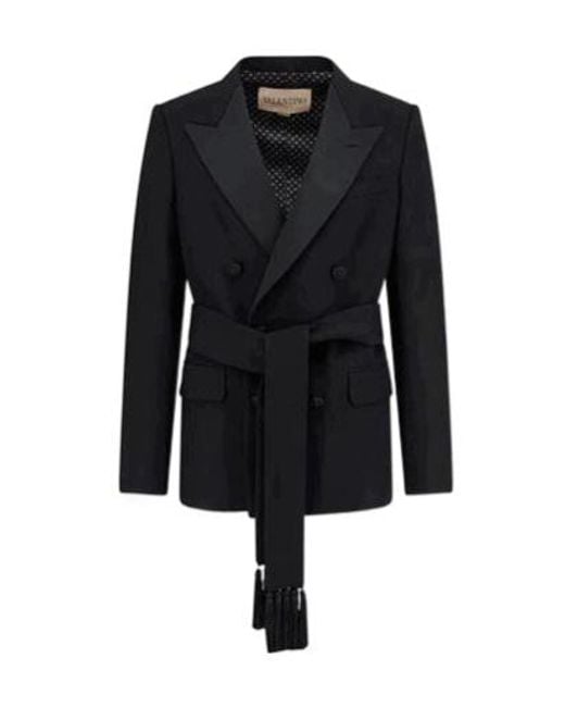 Valentino Black Double-Breasted Belted Jacket for men
