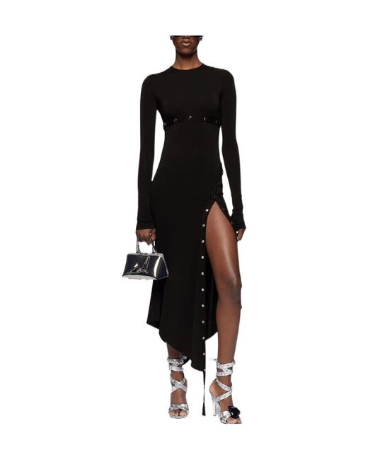 The Attico Black The Asymmetric Convertible Long-Sleeved Midi Dress