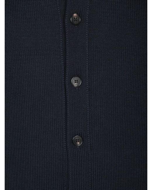 Zanone Blue Button-Up High Neck Cardigan for men