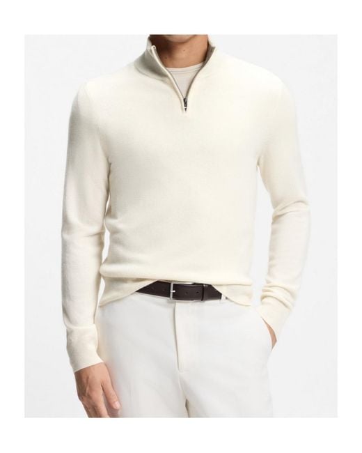 Boss White Zip-Up Sweater for men