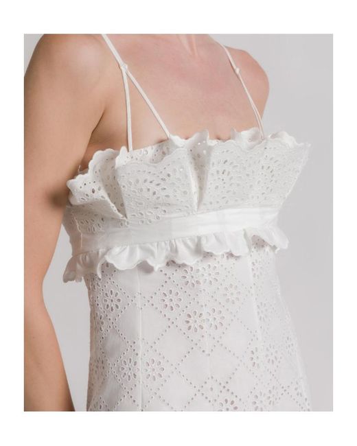 Alberta Ferretti White Broderie Anglaise Midi Dress