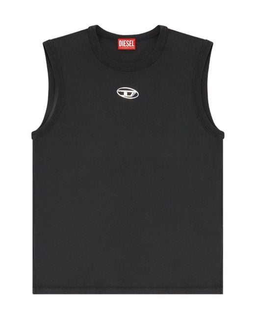 DIESEL Black T-Bisco-Iod Metallic Oval D Tank Top for men