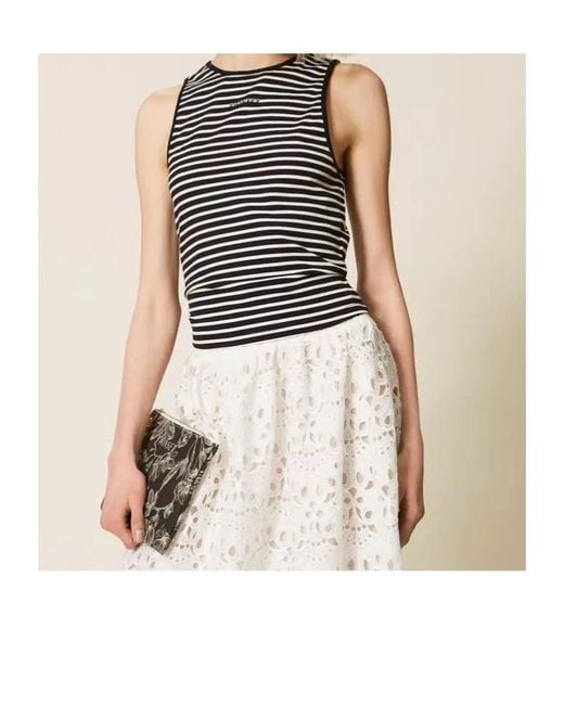 Twinset Black Striped Tank Top