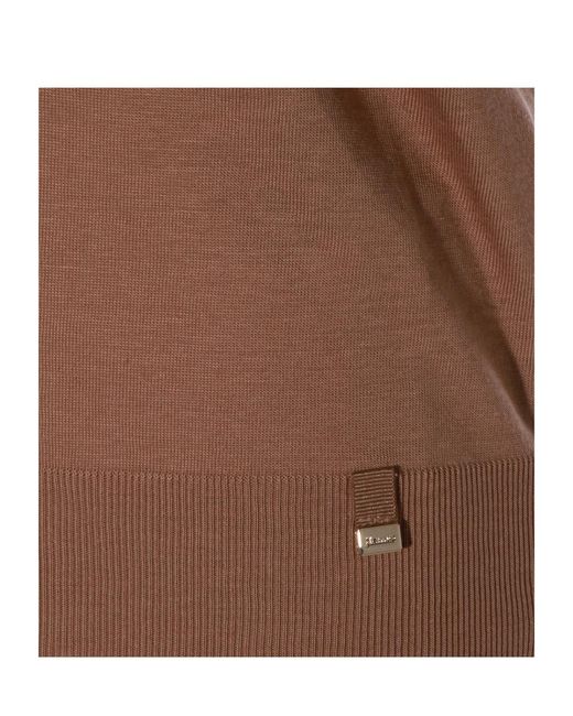 Herno Brown V-Neck Fine-Knit T-Shirt