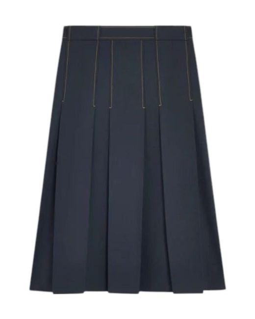 Semicouture Blue Pleated Midi Skirt