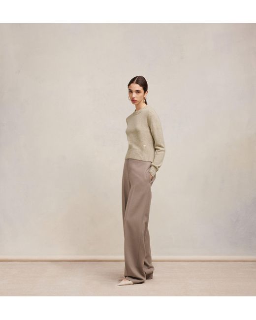 AMI Natural Logo Embroidered Knitted Jumper