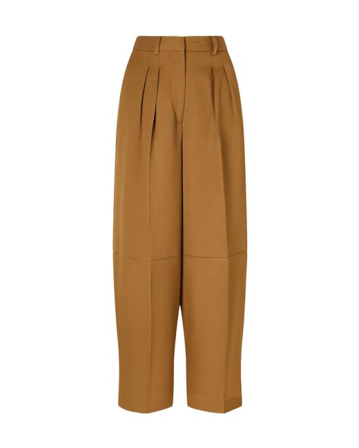 Altuzarra Natural Dash Pleated Twill Barrel-Leg Pants
