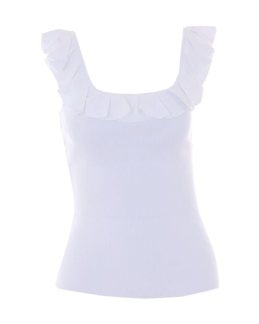 MICHAEL Michael Kors White Ruffled Sleeveless Top