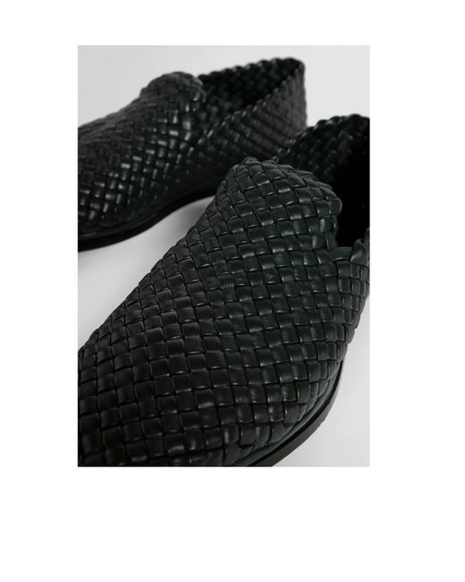 Bottega Veneta Black Intrecciato Motif Slip-On Shoes for men
