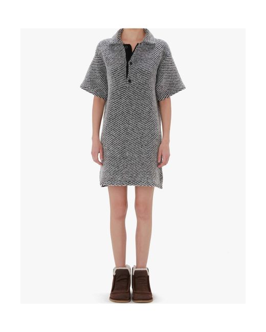 J.W. Anderson Gray Logo-Plaque Knit Polo Dress
