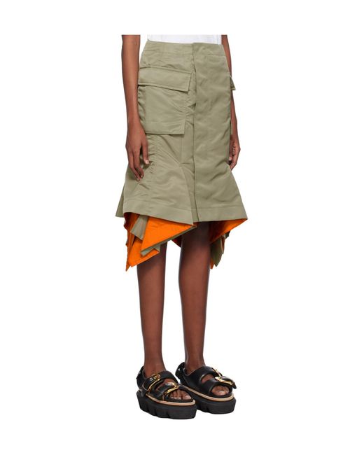 Sacai Black Cargo Midi Skirt