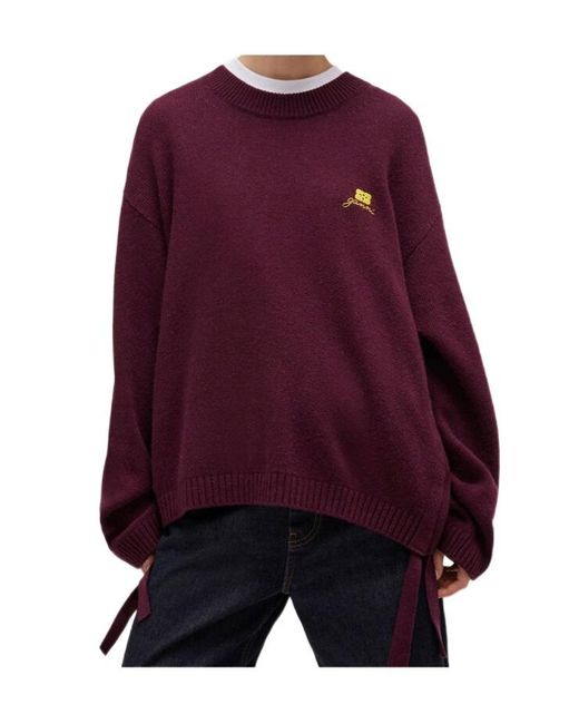 Ganni Purple Crewneck Drawstring Jumper