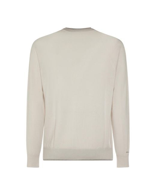 Eleventy White Ribbed Trim Sweater for men