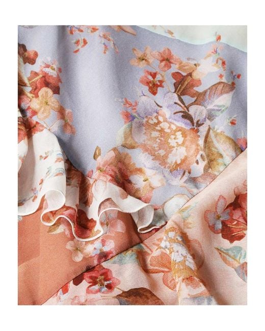 Zimmermann White Awaken Frilled Slip Spliced Print Dress