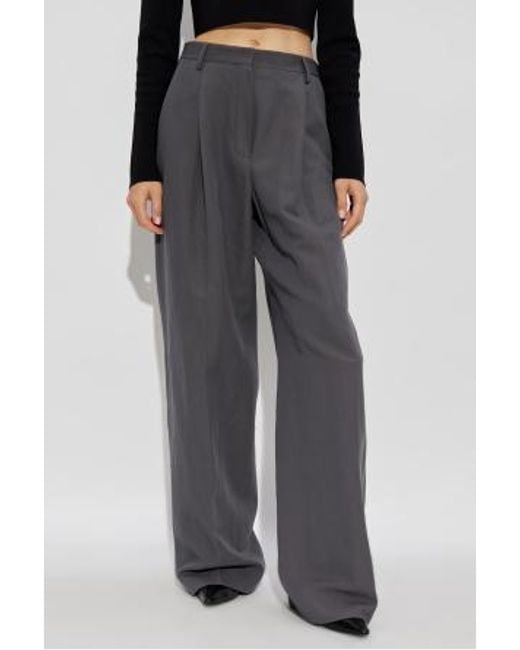 Dries Van Noten Gray Wide-Leg Casual Pants