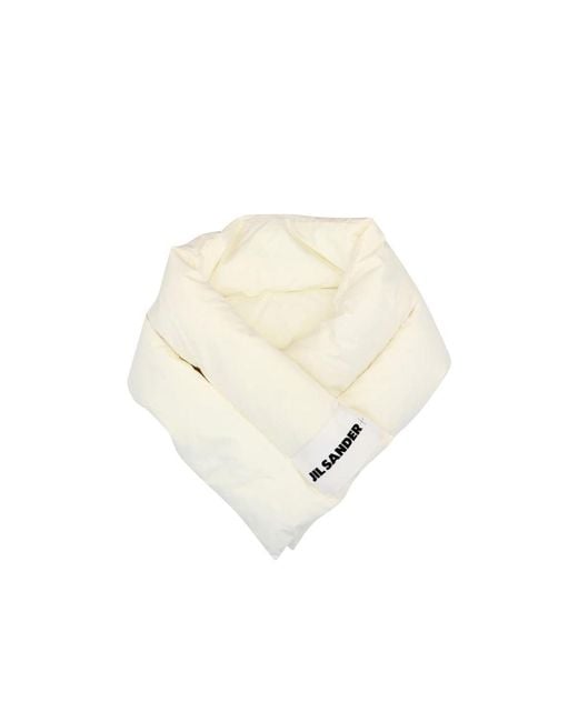 Jil Sander White Padded Logo Scarf