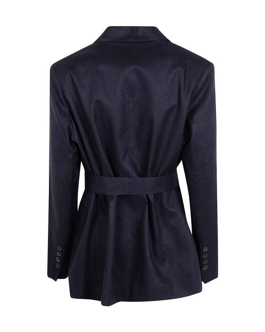 Semicouture Blue Belted Single-Breasted Blazer