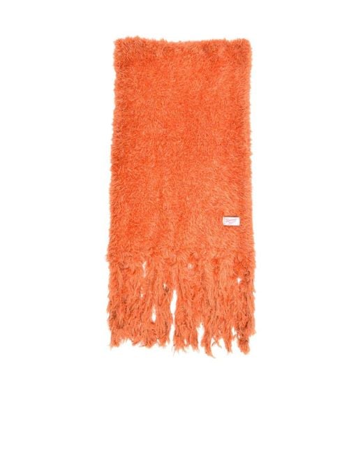 Bonsai Orange Fluffy Frayed Scarf for men