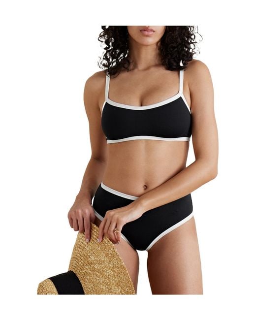 Marysia Swim Black Ligne Two-Tone Bikini Top