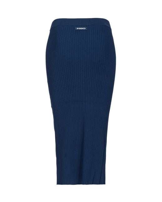 Pinko Blue Hook Detailed Midi Skirt