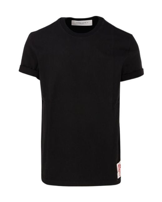 Golden Goose Deluxe Brand Black Logo Embroidered Crewneck T-Shirt for men