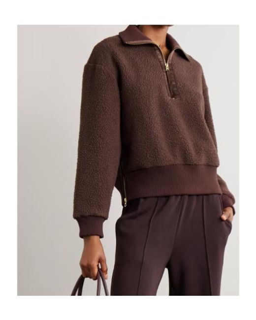 Varley Brown Long-Sleeved Half-Zip Sweatshirt