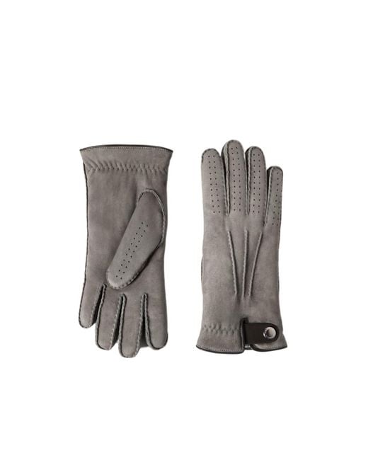 Brunello Cucinelli Gray Suede Shearling Gloves for men