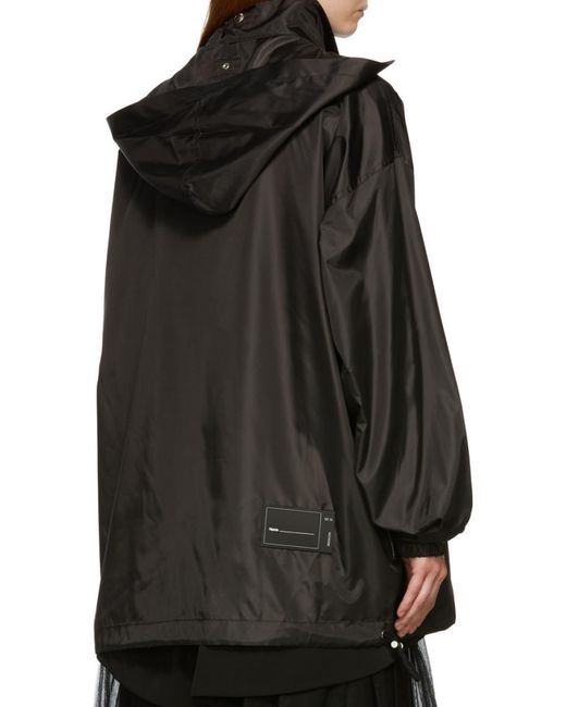 we11done Black Logo-Print Hooded Jacket for men