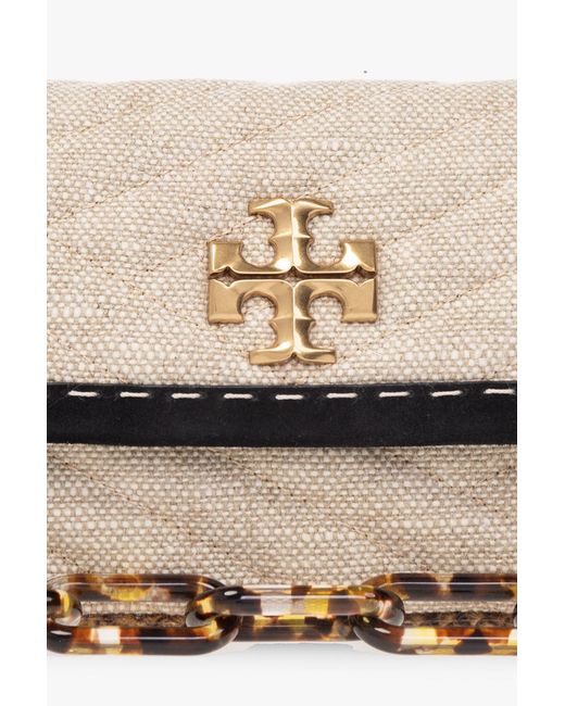 Tory Burch Natural Small Kira Mixed-Media Shoulder Bag
