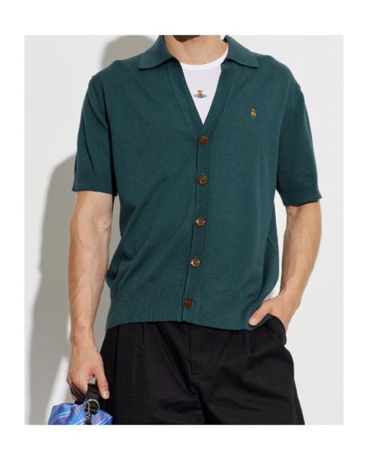 Vivienne Westwood Green Short-Sleeved Knit Cardigan for men