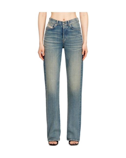 DIESEL Blue Logo Patch Straight Leg Jeans