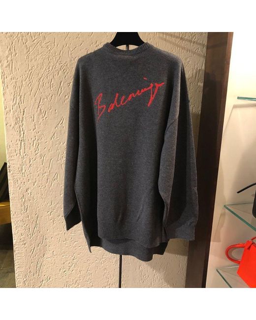 Balenciaga Gray Logo Printed Sweater