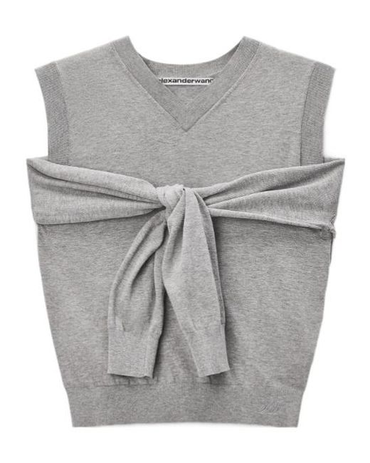 Alexander Wang Gray Layered V-Neck Vest With Tie-Front Cardigan Detail