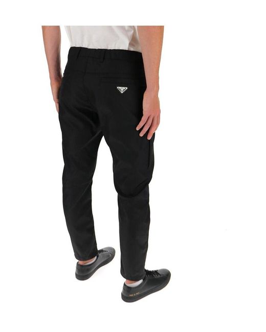 Prada Black Logo Plaque Detail Pants for men
