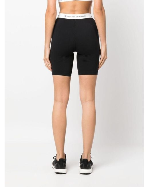 Sporty & Rich Black Logo-Waistband Shorts for men