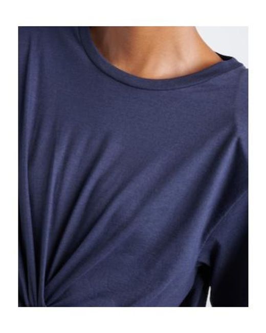 Magda Butrym Blue Cropped Cotton-Blend T-Shirt